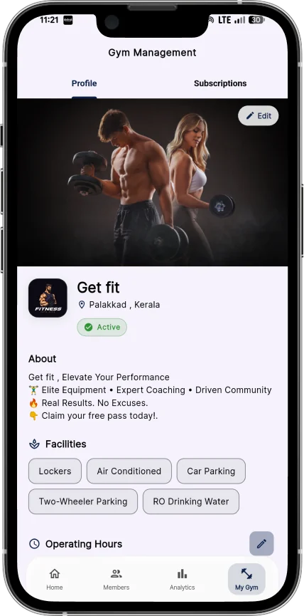 myGym Dashboard App - Manage gym memberships and track fitness check-ins